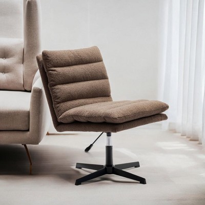 Ridstar Upholstered Modern Fabric 360 Degree Swivel Accent Chair With Adjustable Arm And Sturdy Support For Reading, Living Room-Brown