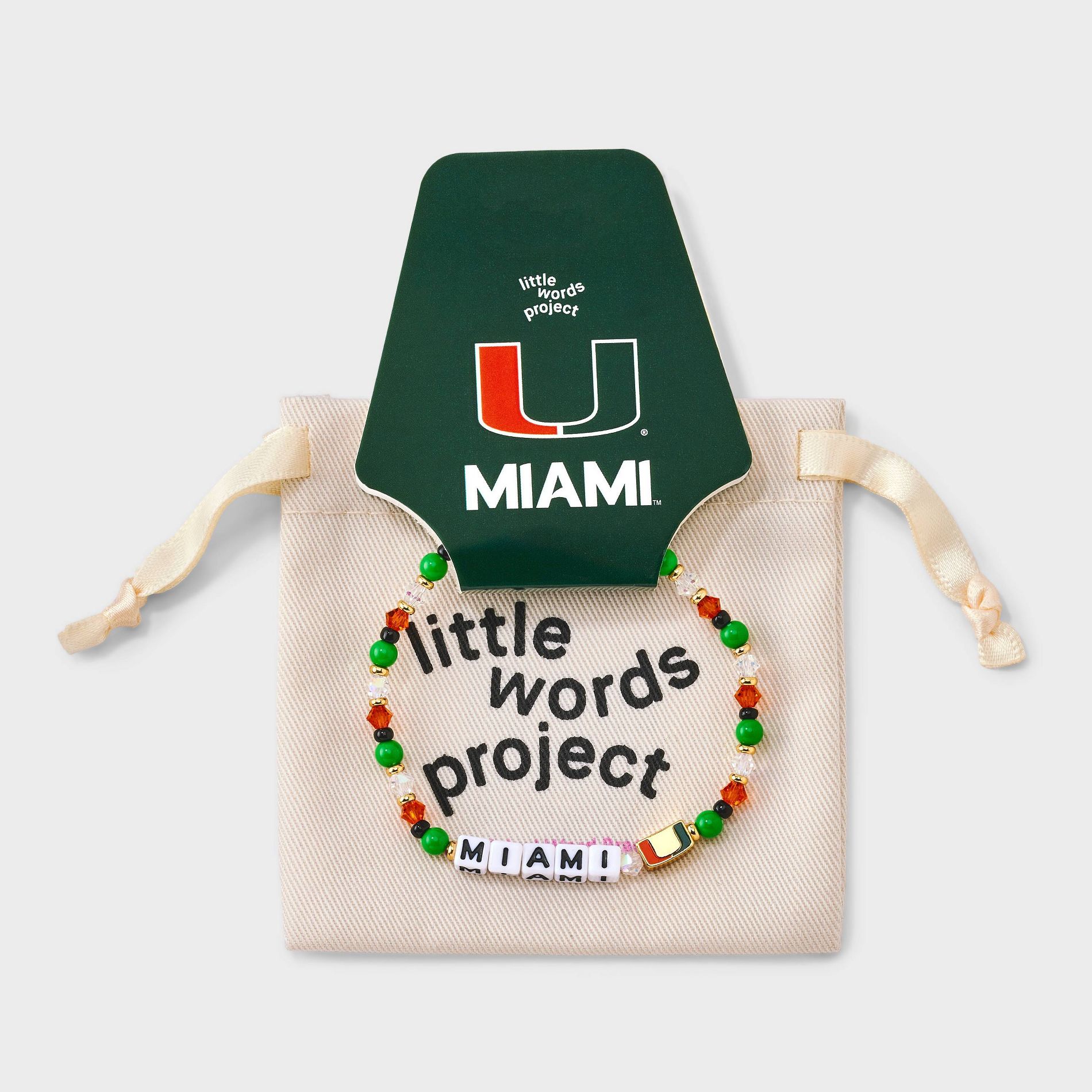 Little Words Project University of Miami Beaded Bracelet