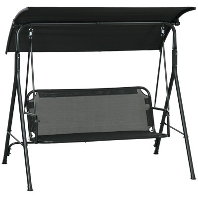 CAVINAS 3-Seat Patio Porch Swing,Hammock Swing Bench with Adjustable Canopy,Outdoor Swing for Garden&Backyard,529LBS Capacity,Black