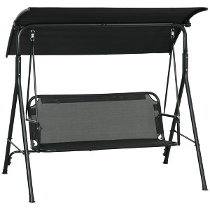 CAVINAS 3-Seat Patio Porch Swing,Hammock Swing Bench with Adjustable Canopy,Outdoor Swing for Garden&Backyard,529LBS Capacity,Black - 1 of 4
