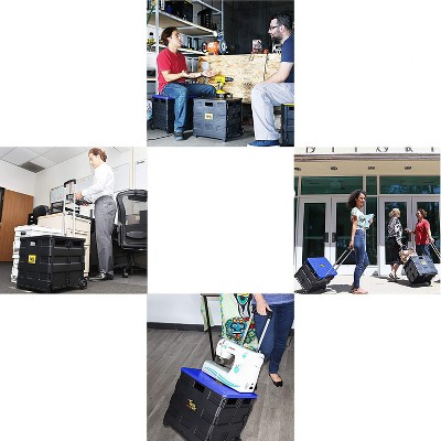 Blue Aluminum and Plastic Collapsible Rolling Cart with Lid