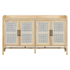 Vynxaria Rustic Decorative Storage Cabinets with Rattan Doors - Versatile Sideboard in Black/Natural/Walnut - 1 of 4