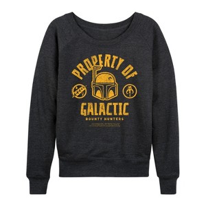 Women's - Star Wars - Property Of Galactic Bh Lightweight French Terry Wide Neck Long Sleeve Shirt - 1 of 4