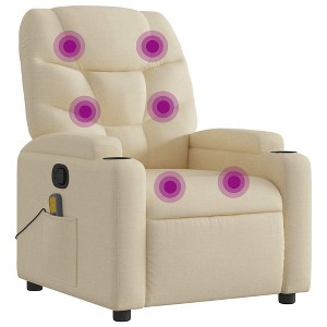 vidaXL Cream Fabric Recliner Chair, 6-Point Vibration Massage, Adjustable Backrest & Footrest - 1 of 4