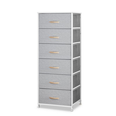 Pellebant Vertical Dresser for Bedroom 6 drawer Storage Tower Steel Frame Wood Top Easy Pull Non-woven Fabrics Drawer