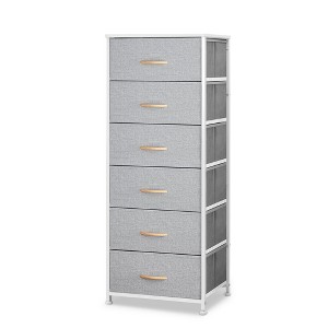 Pellebant Vertical Dresser for Bedroom 6 drawer Storage Tower Steel Frame Wood Top Easy Pull Non-woven Fabrics Drawer - 1 of 4