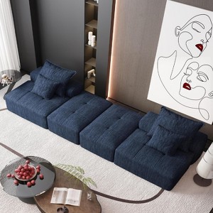 Whisen Modern Oversized Modular Sectional Sofa with 2 Ottoman, 2 Seat Sparkling Chenille Fabric and 4 Pillows, 4-Piece DIY Combination - 1 of 4