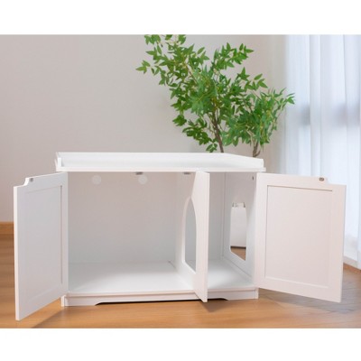 Bencmate Litter Box Shell,Hidden Litter Box Furniture Cabinet,Indoor Cat Room Toilet,Pet Box,White, (29.8"*20"*20.5")