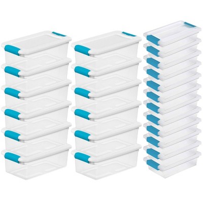 Sterilite 6 Qt Stackable Storage Box Container & Small File Clip Box (12 Each)