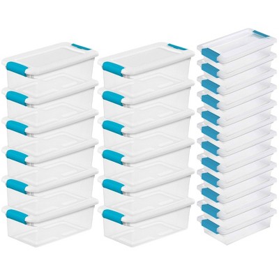 Sterilite 6 Qt Stackable Storage Box Container & Small File Clip Box (12 Each)