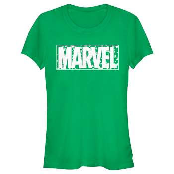 Juniors Womens Marvel St. Patrick's Day Shamrock Marvel Logo T-Shirt