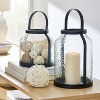 Attop Black Metal Hammered Glass Candleholder Lantern Candle Holders, 8", Medium - 2 of 4