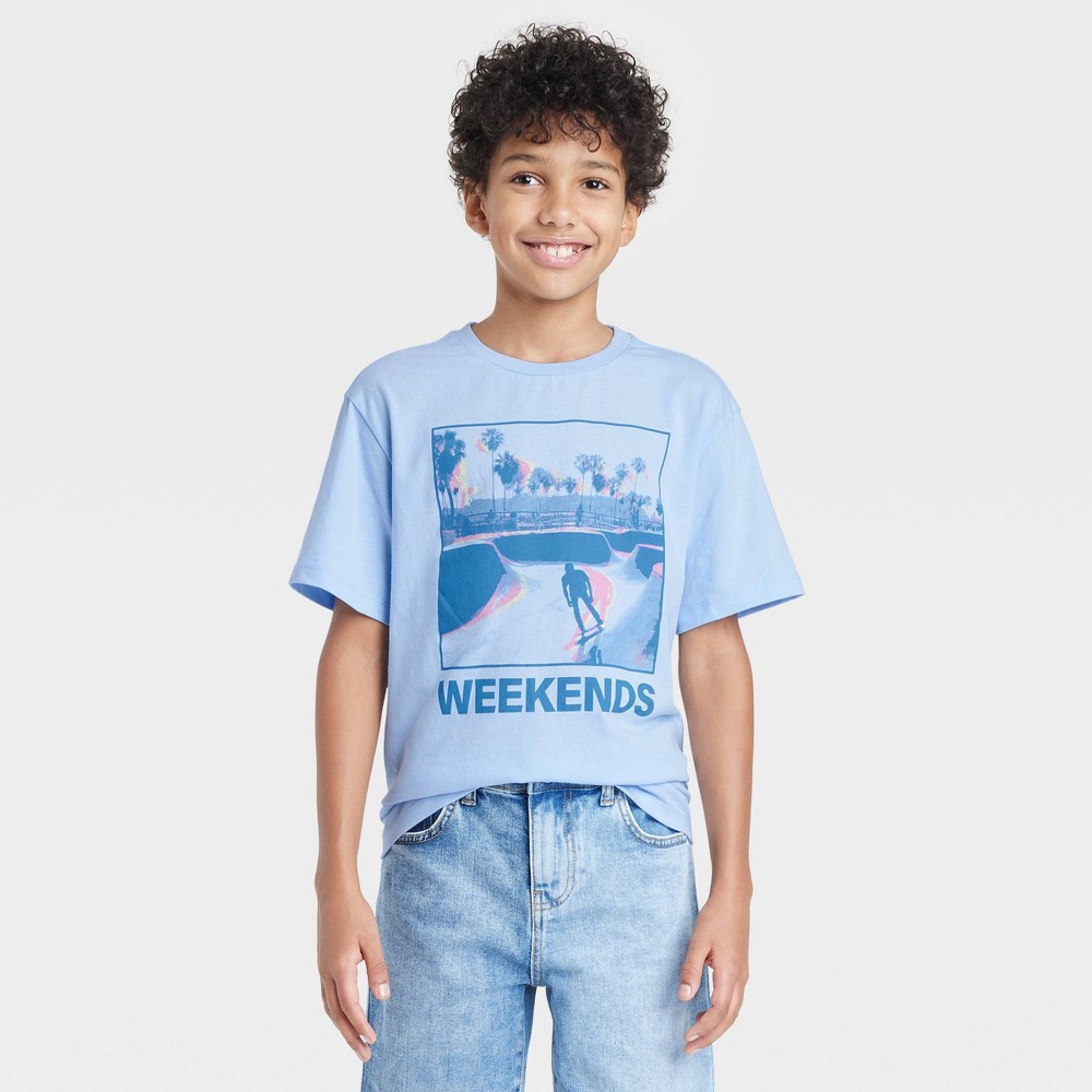 Boys' Weekend Skater Short Sleeve Graphic T-Shirt - art class Blue S (2 shirts)