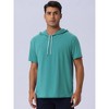 INSPIRE CHIC Men's Casual Short Sleeve Solid Color Drawstring Hooded T Shirts - 2 of 4