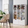 9-Cube Storage Bookshelf with 2 Drawers ¨C Freestanding Shelf White Woodgrain, Open Shelves - 4 of 4