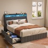 Queen Size Bed Frames With 4 Under Of Bed Portable Storage Drawers Full Size Platform Bed Frame Wings Headboard Bed For Bedroom Living Room - 3 of 4