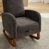 PAGED 25.4"W Rocking Chair, High Back Accent Chair with Retractable Footrest, Comfy Armchair with Rubber Wood Legs for Living Room - 3 of 4