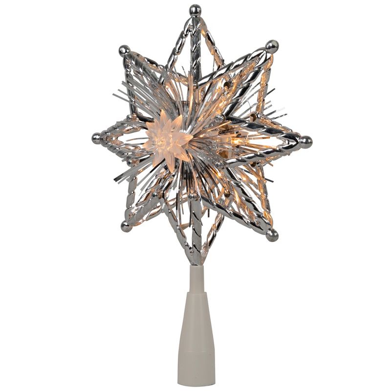 Northlight 8" Lighted Silver Tinsel Star Christmas Tree Topper - Clear Lights, White Wire, 3 of 7