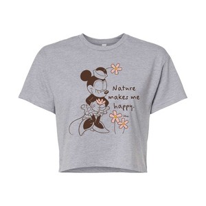 Women's - Disney - Minnie Nature Makes Me Happy Cropped Graphic T-Shirt - 1 of 4