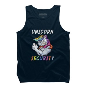 Men's Design By Humans Halloween Dad Mom Daughter Adult Costume - Unicorn Security By MINHMINH Tank Top - 1 of 3