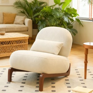 Modern Accent Lounge Chair with Solid Wood Legs, Velvet Upholstered Armless Living Room Chair,Bedroom Reading Chair for Apartment-Koiai - 1 of 4