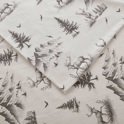 Gray Forest Cotton Flannel Queen Sheet Set