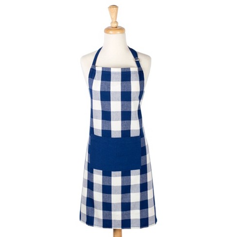 Cotton Buffalo Check Apron Blue - Design Imports