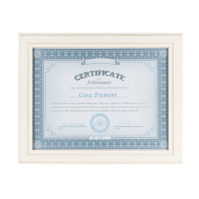 8.5" x 11" Kieva Document Frame Distressed White - DesignOvation: Solid Wood, Diploma & Picture Display, Wall Mount