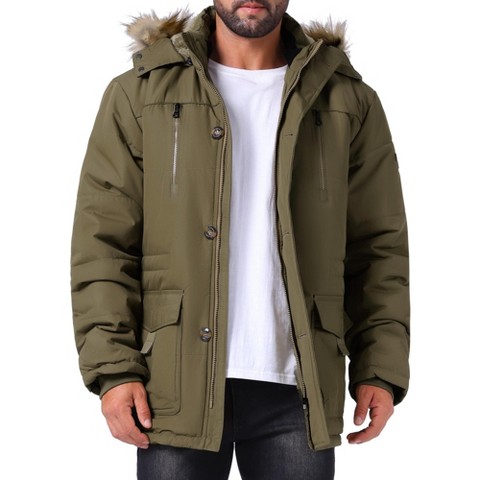 Мужские куртки INSPIRE CHIC Men's Winter Warm Coat Fleece Lined Thicken Hooded Parka Jacket X-Large Dark Green