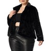 Agnes Orinda Women's Plus Size Long Sleeve Warm Notch Lapel Faux Fur Fluffy Cardigan - image 2 of 4