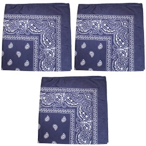 3 Pack Paisley Cotton Bandanas Classic Western Style Headwear - 1 of 4