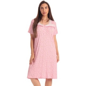 Dreamcrest Womens Nightgown with Lace Trim  Short Sleeve Sleepwear Pajamas with Stretch  Solids & Prints - 1 of 3