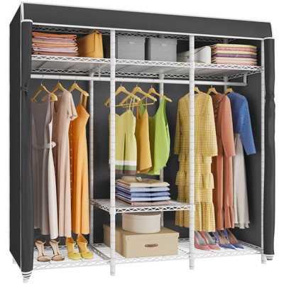 VIPEK V30C Garment Rack Heavy Duty Portable Closet with Cover Clothes Racks, Wardrobe Closet Black Metal Closet Rack with Cover