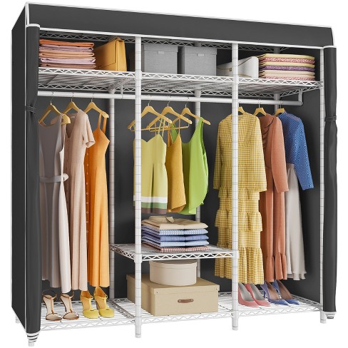 Costway 2-tier Bamboo Garment Rack Clothing Storage Organizer Coat Hanger  W/ Rod & Hooks : Target