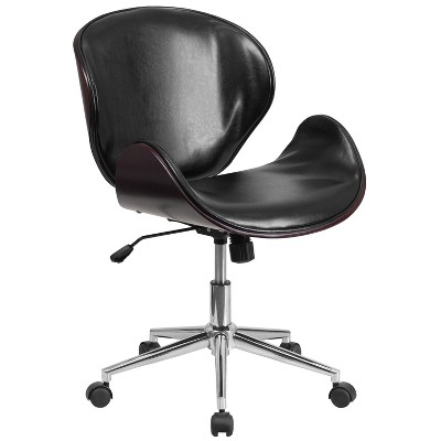 Merrick Lane Office Chair Black Faux Leather Mid-Back Ergonomic Executive Swivel Office Chair With Tilt-Lock and Tilt Tension Controls