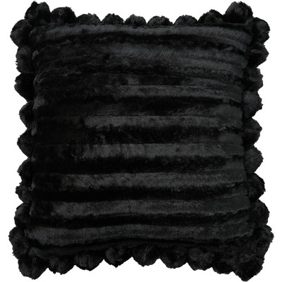 Sofia Black Velvet Shimmer Poms 20" Square Throw Pillow