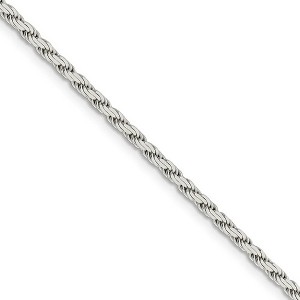 Black Bow Jewelry 2.5mm Sterling Silver Solid Flat Rope Chain Necklace - 1 of 4