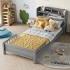 TIRAMISUBEST Twin Size Kids Bed Frame w/ Motion Sensor Light in Bookcase Headboard, Wood Platform Bed w/ Short Guardrails - 2 of 4