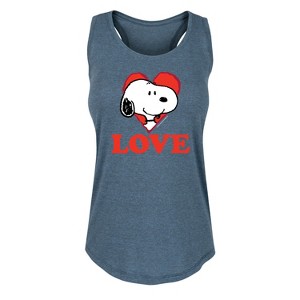 Women's - Peanuts - Love Snoopy Graphic Racerback Tank - 1 of 4