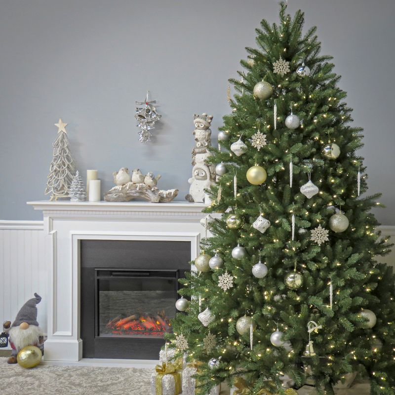 National Tree Company 6.5 ft Pre-Lit Artificial Full Christmas Tree, Green, Dunhill Fir, White Lights, Includes Stand, 4 of 6
