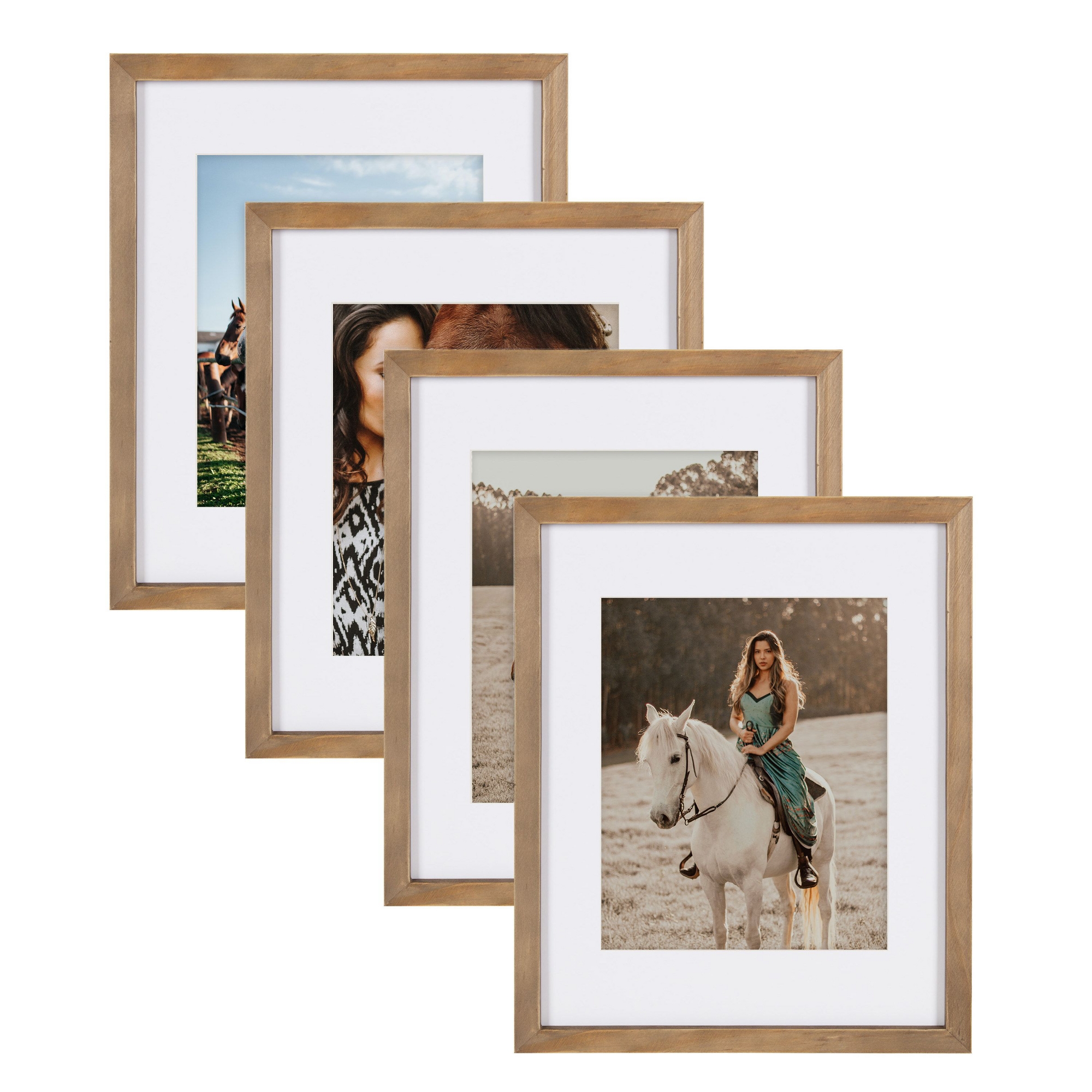 DesignOvation Gallery Rectangle Wood Wall Frame, 11x14 matted to 8x10, Rustic Brown