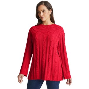 Jessica London Women's Plus Size Cable Sweater Tunic - 1 of 4