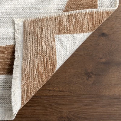 Odilia Geometric Reversible Washable Red and Beige Rug 4' x 6'