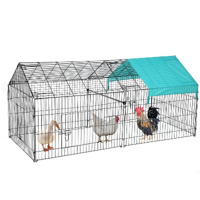 FDW Large Metal Chicken Coop Pet Playpen with Waterproof Cover Outdoor Walk-in Poultry Cage Outdoor Backyard Farm Cage
