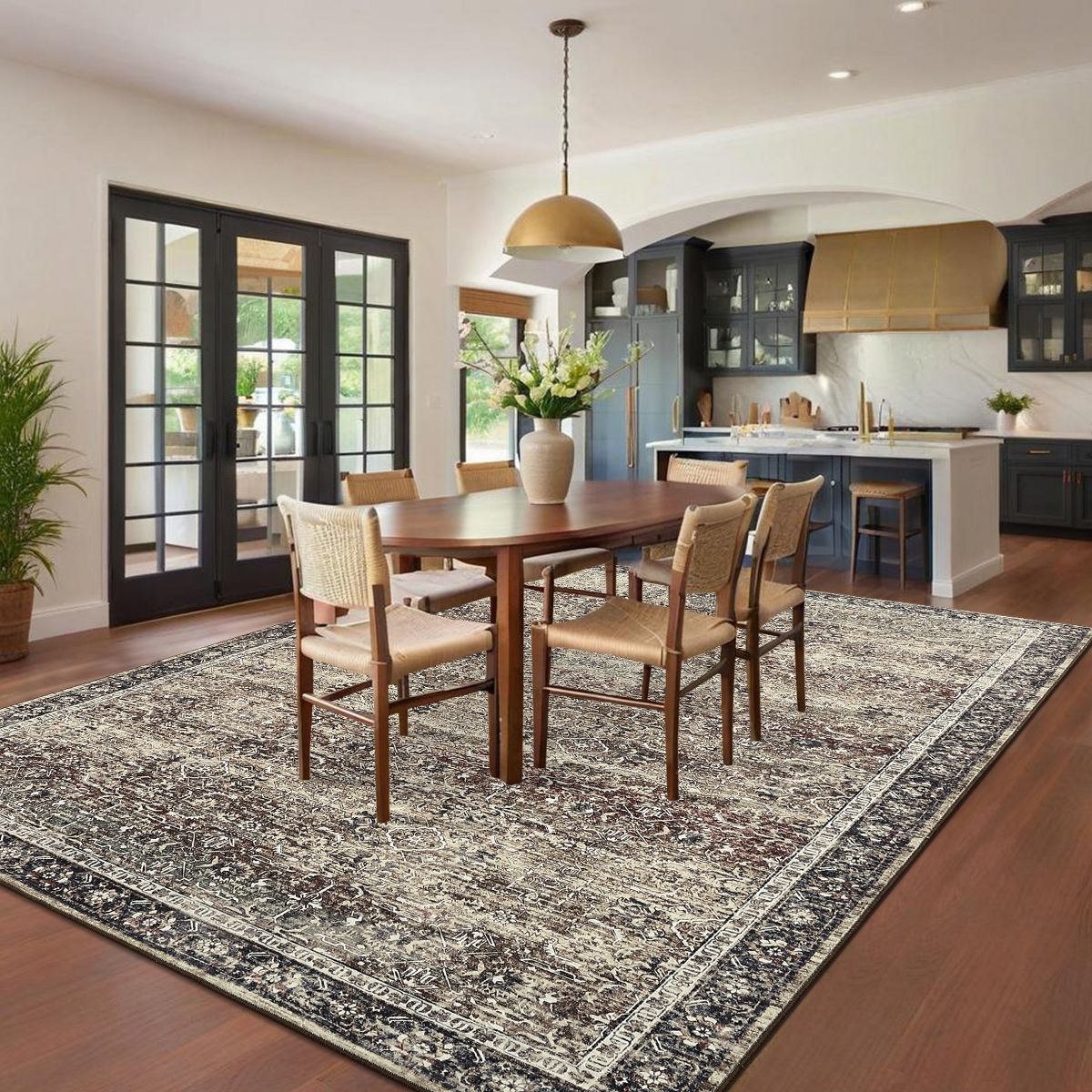 Vintage Washable Area Rugs with Non Slip for Living Room Bedroom Thin Boho Large Floor Carpet Rugs for Hallway High Traffic Area - thumbnail 2
