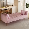 71" Velvet Adjustable Backrest Sofa Bed, Modern Folding Sleeper Couch with Sturdy Metal Legs for Living Room - 2 of 4