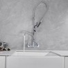 BWE Commercial Restaurant Pull Down 2-Handle Wall Mount Pre-Rinse Spray Utility Kitchen Faucet - 3 of 4