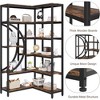 Industrial Corner Bookshelf with 6 Tier, L-Shaped Bookcase, Storage Rack, Wooden Shelf for Home, Office, Living Room, Bedroom, Brown - 2 of 4