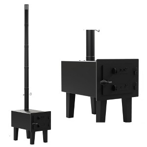 GustoWave Portable Wood Burning Stove, Hot Tent Stove with Pipe for Camping, Fishing, Black - 1 of 4