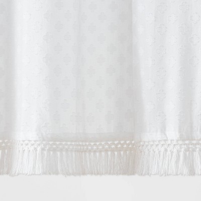 Textured Crochet Trim Shower Curtain White - Threshold&#8482;